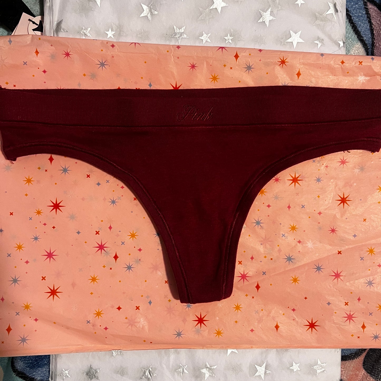 Pink - Thong Panty in Wine Small