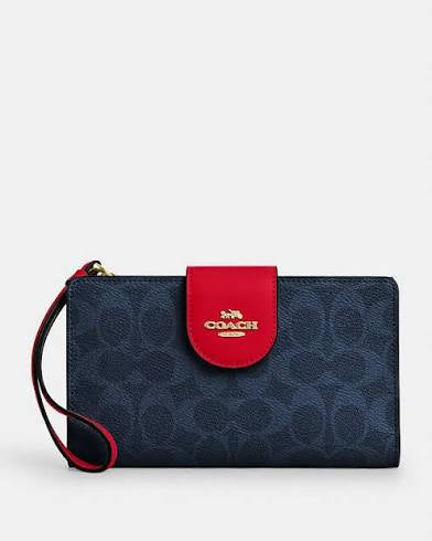 Pre orden - Phone Wallet In Signature Canvas in I’m/Denim/Bold/Red