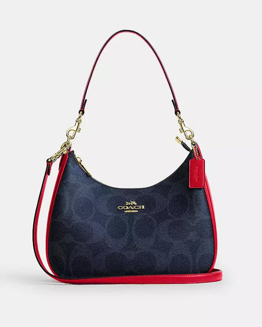 Pre orden - Teri Hobo Bag In Signature Canvas in Im/Denim/Bold Red