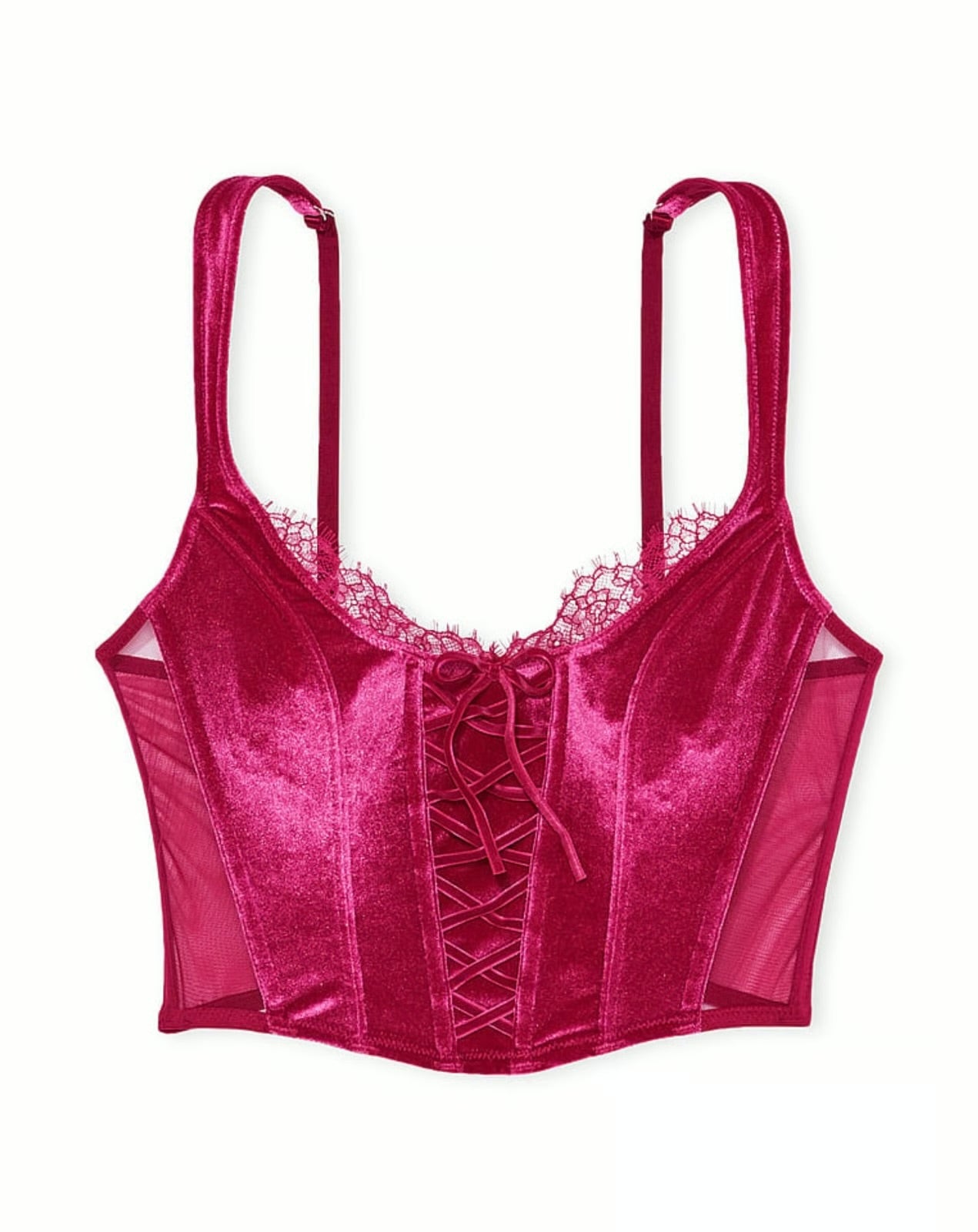 Victorias secret - unlined lace up velvet corset xsmall