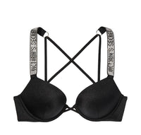 VICTORIA'S SECRET SWIM - 
Shine Strap Bombshell Add-2-Cups Push-Up Bikini Top “Black”