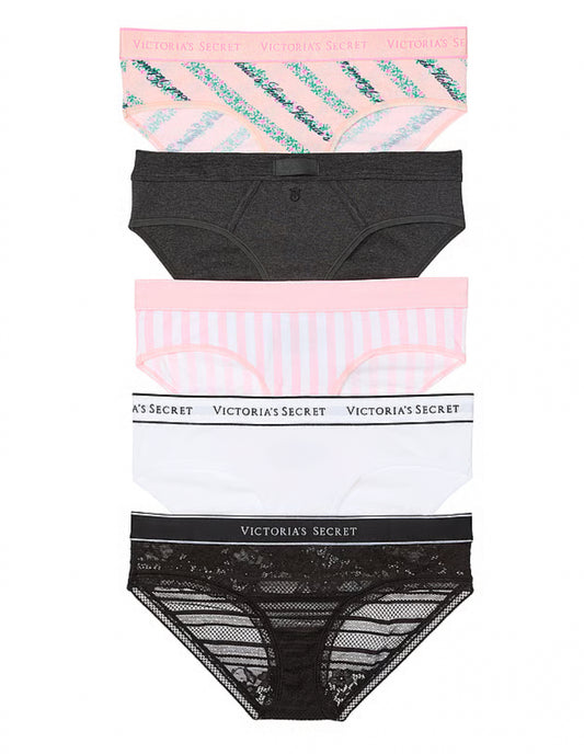 VICTORIA'S SECRET - 
5-Pack Logo Cotton Hiphugger Panties Smooth Multi