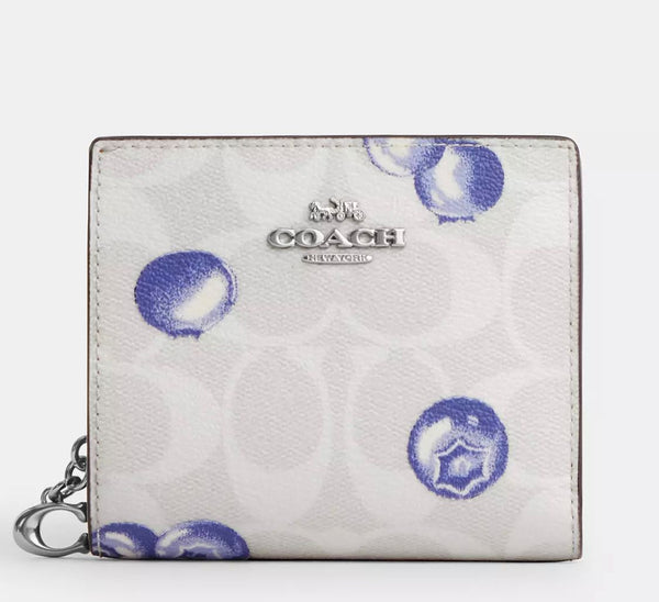 Pre orden - Snap Wallet In Signature Canvas With Blueberry Print