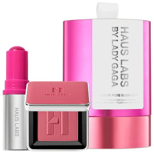 Pre orden - HAUS LABS BY LADY GAGA
Color Fuse Glassy Blush Balm Stick + Powder Blush Set