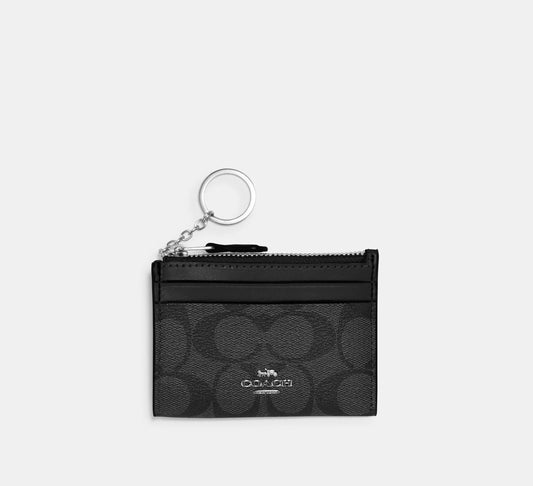 Coach - Mini skinny Id case in signature canvas graphite/black